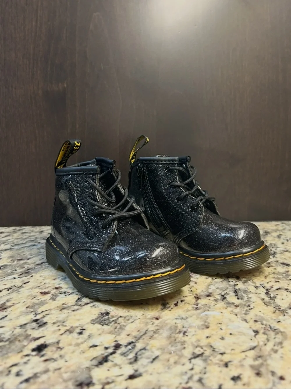 Kids Sparkle Ankle Boots with Side Zip in Black